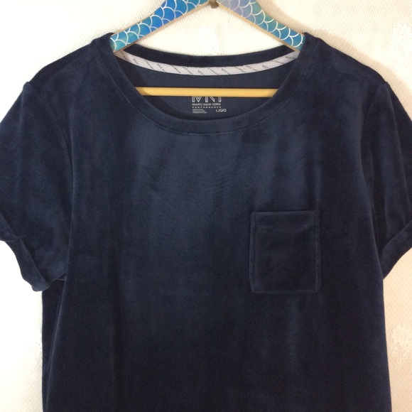 Marc New York Dark Navy Velvet Tee Shirt L - Picture 2 of 8